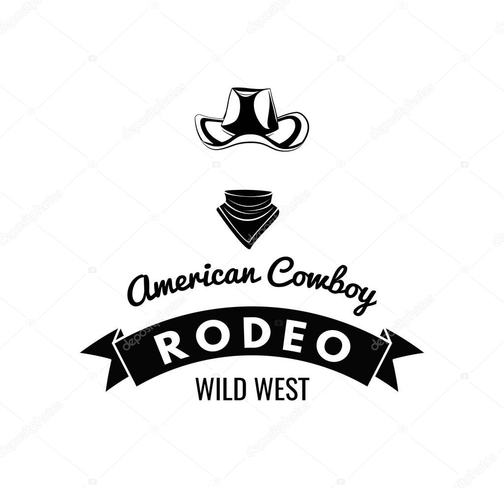 Cowboy hat. Wild West Label. Rodeo Competition Badge. Western Illustration. Vector Isolated On White Background
