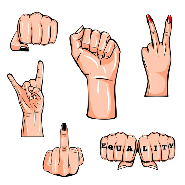 Set van gebaren van handen in een vector — Stockvector