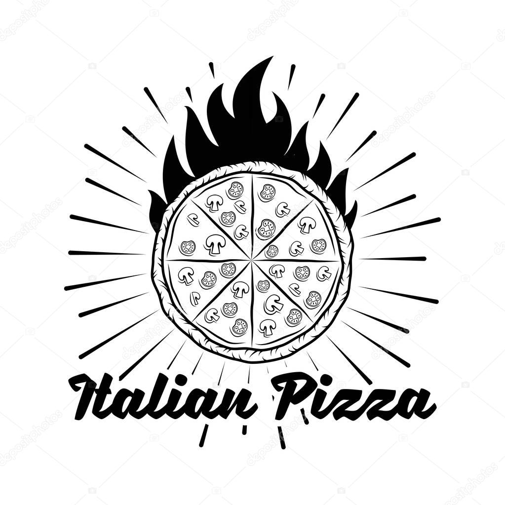 Pizza Label. Pizza Slice Italian Food Vector