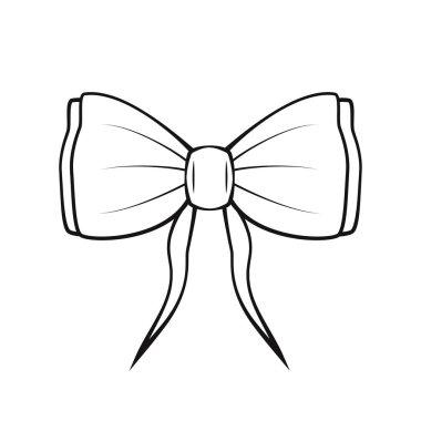 Kurdele ile yay. Vektör çizim üzerinde beyaz izole