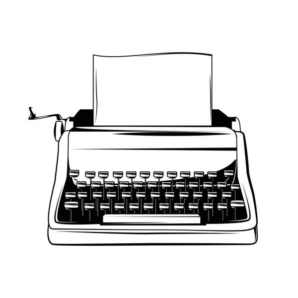 Máquina de escribir Vintage ilustración dibujada a mano . — Vector de stock
