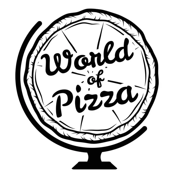 Globe de pizza dans un style de ligne mince isolé sur fond blanc. Silhouette alimentaire. Vecteur — Image vectorielle