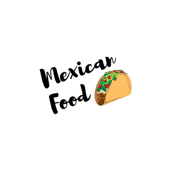 Taco traditionelle mexikanische Küche. Labelvorlage oder Konzept. kann verwendet werden, um Speisekarten, Visitenkarten, Poster zu entwerfen. Vektorabbildung isoliert auf weiß — Stockvektor