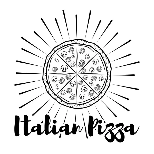 Włoska Pizza etykiety. Odznaka Pizzeria. Ilustracja wektorowa elementów projektu. Na białym tle — Wektor stockowy