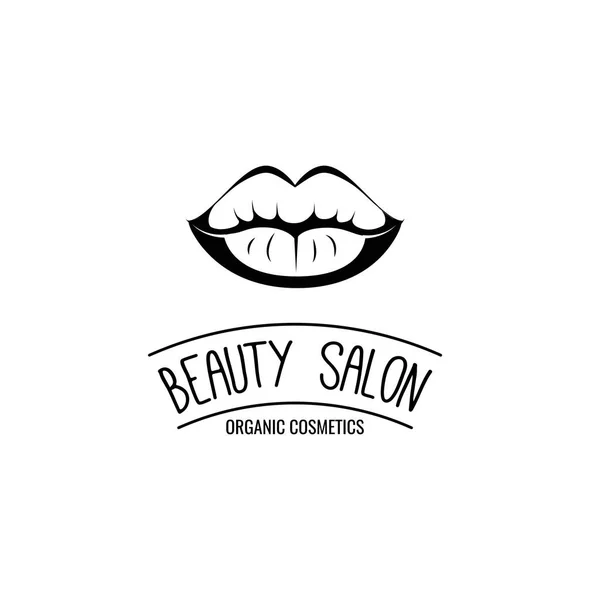 Emblema de amostra para um salão de beleza, produto de beleza e cosméticos, rótulo de batom, procedimentos de cosmetologia, estilista de maquiagem. Vetor — Vetor de Stock