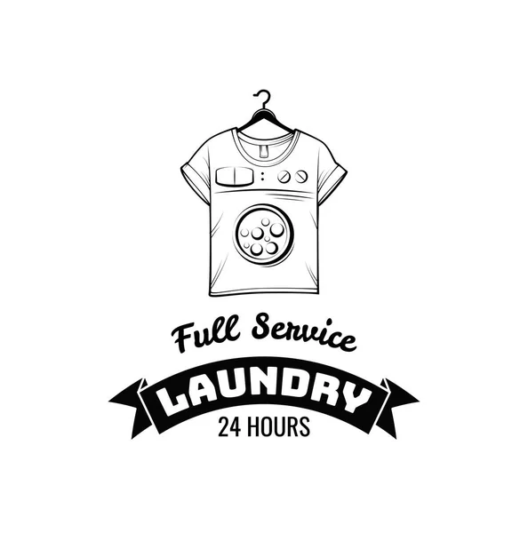 T-shirt machine concept. laundry and dry cleaning badge. Vector illustration — Stock Vector