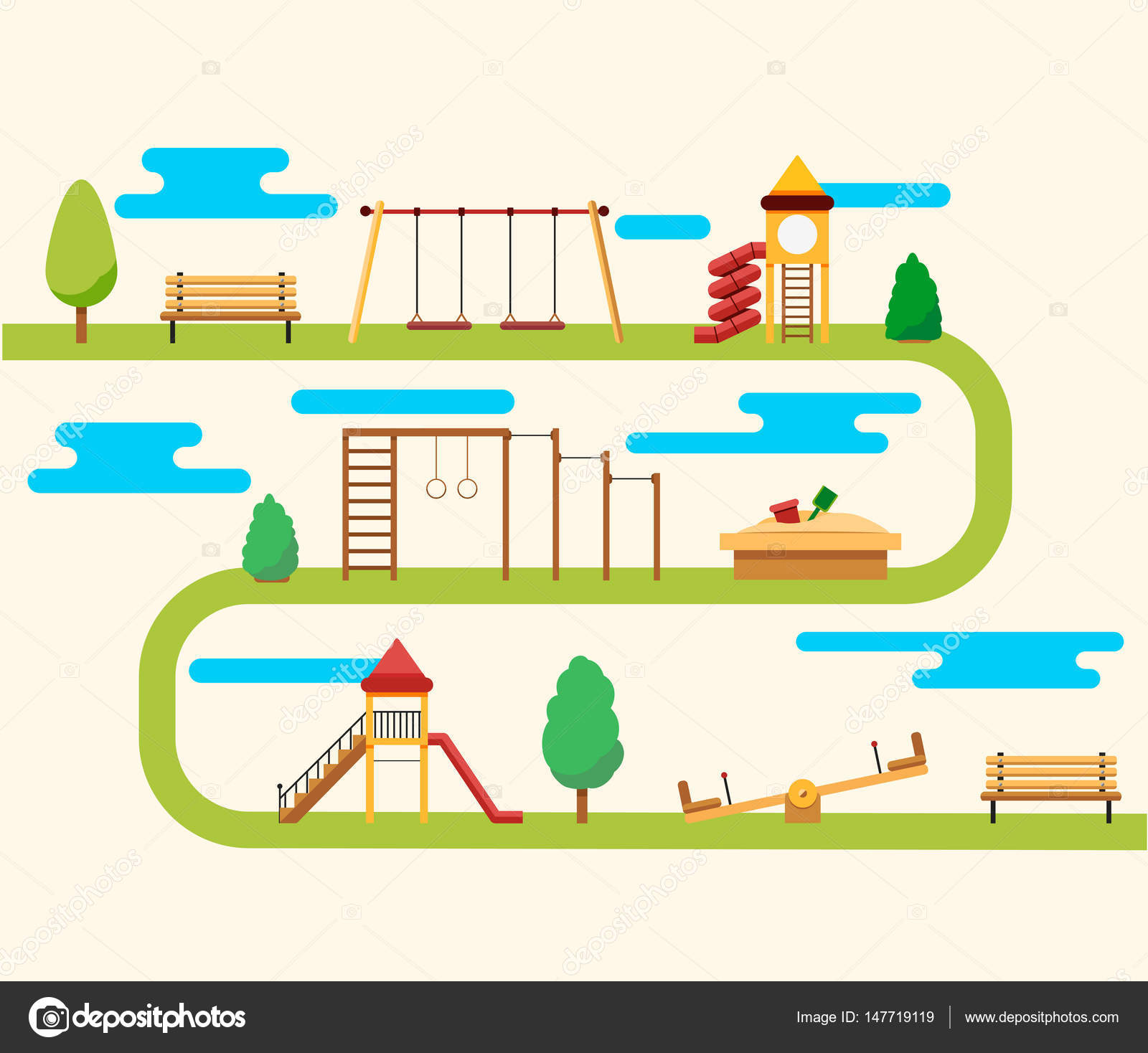 Parco giochi colorato Illustrazione di vettore — Vettoriali di lh