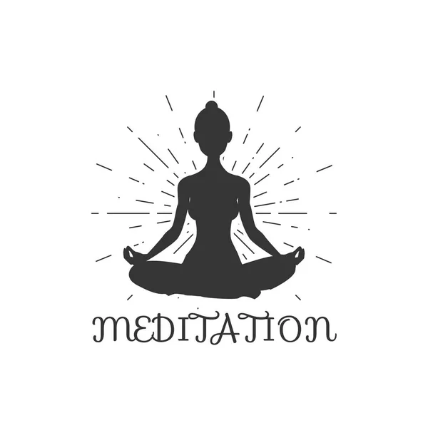 Yoga Meditation Women Silhouette Om Symbol Stock Illustration 1300017400
