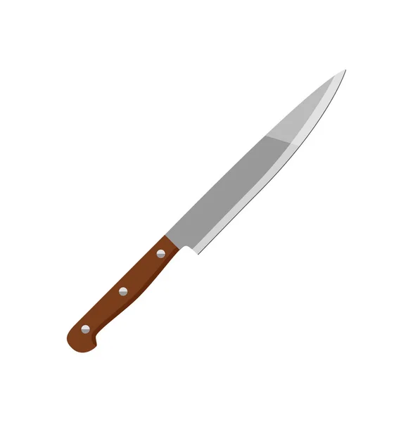 Cuchillo con mango de madera — Vector de stock