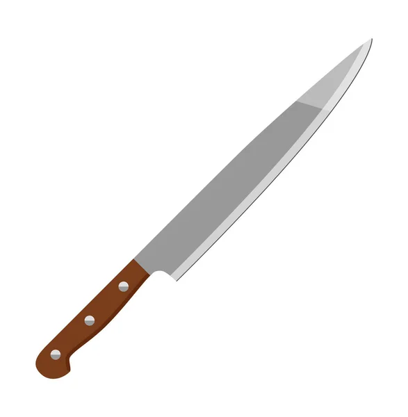 Cuchillo con mango de madera — Vector de stock