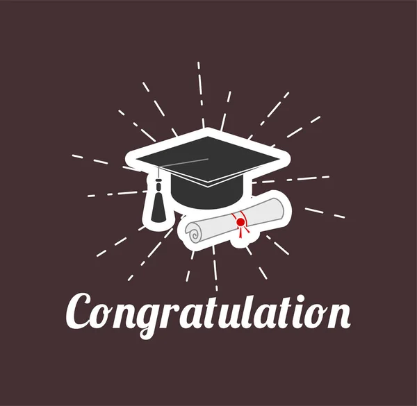 Graduate cap with Diploma — Stock Vector