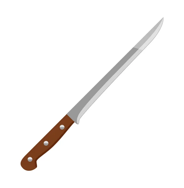 Cuchillo con mango de madera — Vector de stock