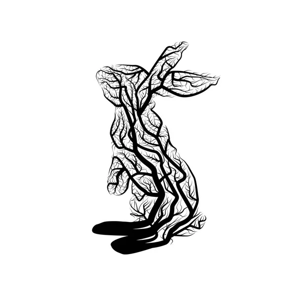 Zweige in Form von Kaninchen — Stockvektor