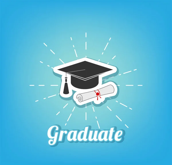 Graduate cap with Diploma — Stock Vector