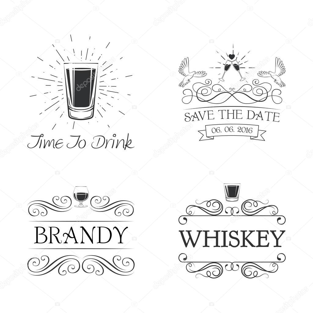 Calligraphic vintage design elements. Vintage logo design. Vector Illustration