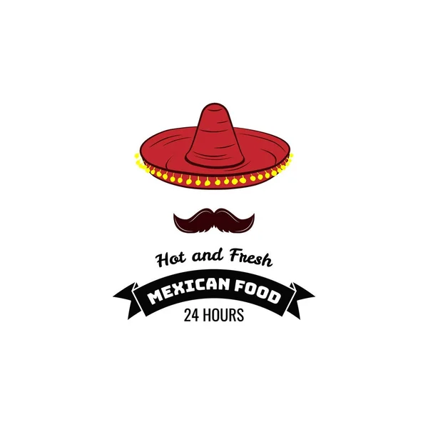 Icono de la cocina mexicana. emblema vectorial con sombrero sombrero aislado sobre fondo blanco . — Archivo Imágenes Vectoriales