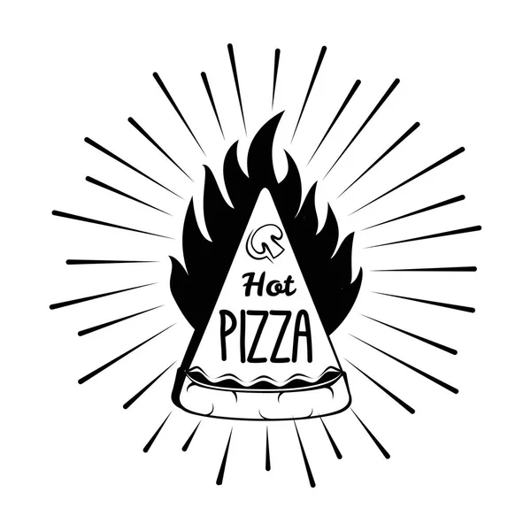 Pizza v ohni s trámy. Vektorové ikony logo — Stockový vektor