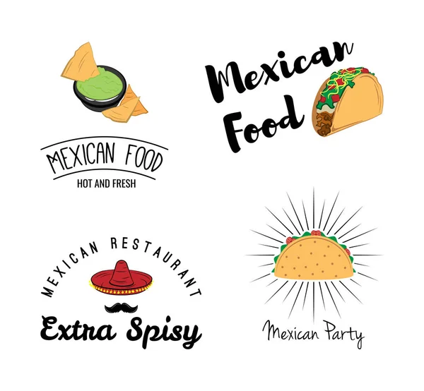Mexican traditional food set with text message. Vector. — Stock Vector
