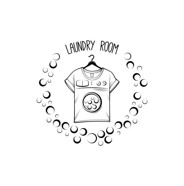 Laundry and dry cleaning logo with t-shirt. Vector. — Stock Vector