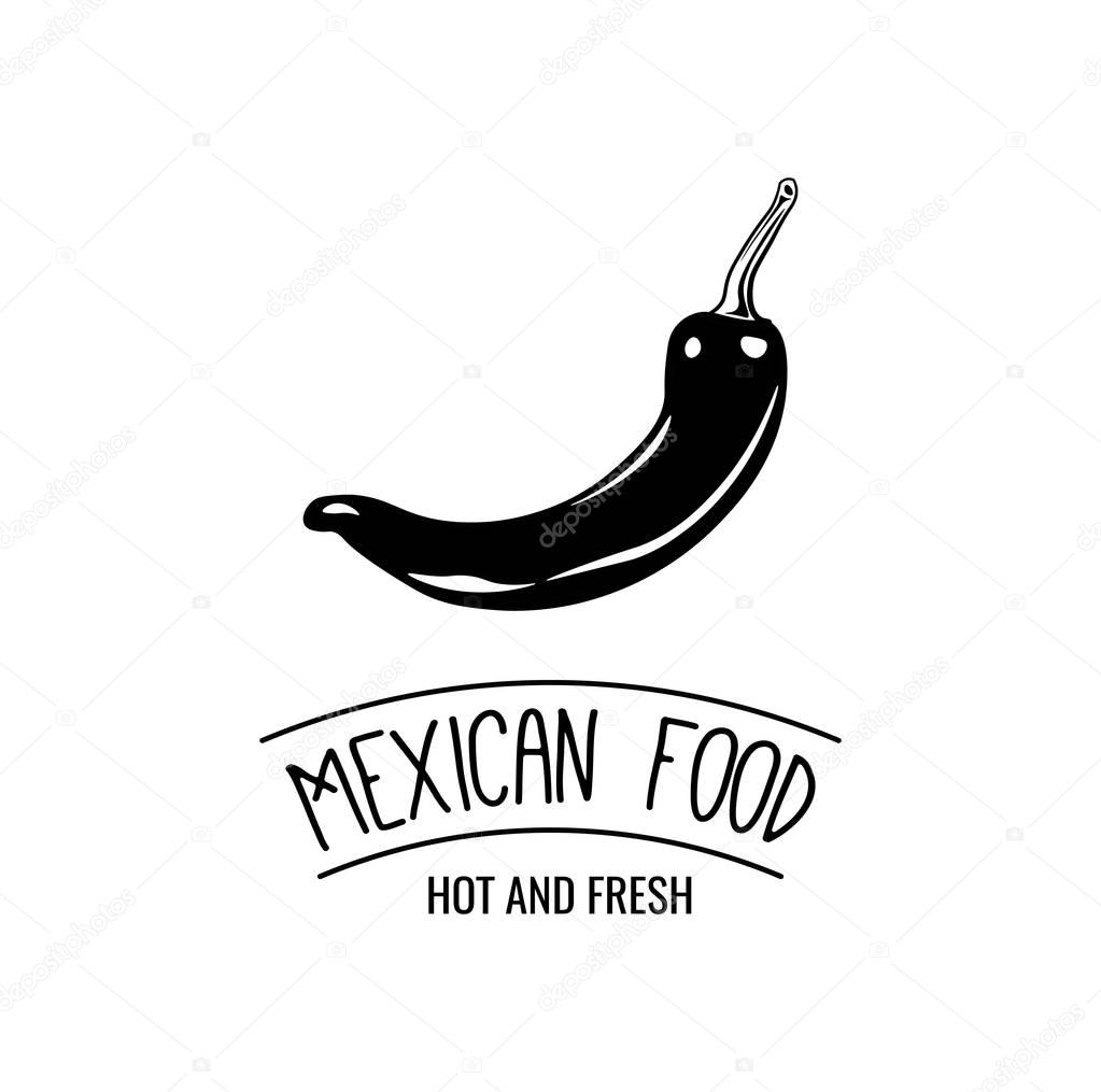 Mexico icon of hot chili pepper for Mexican restaurant sign. Vector symbol or jalapeno pepper for Mexican cuisine cafe pub or tequila drink bar in national flag colors