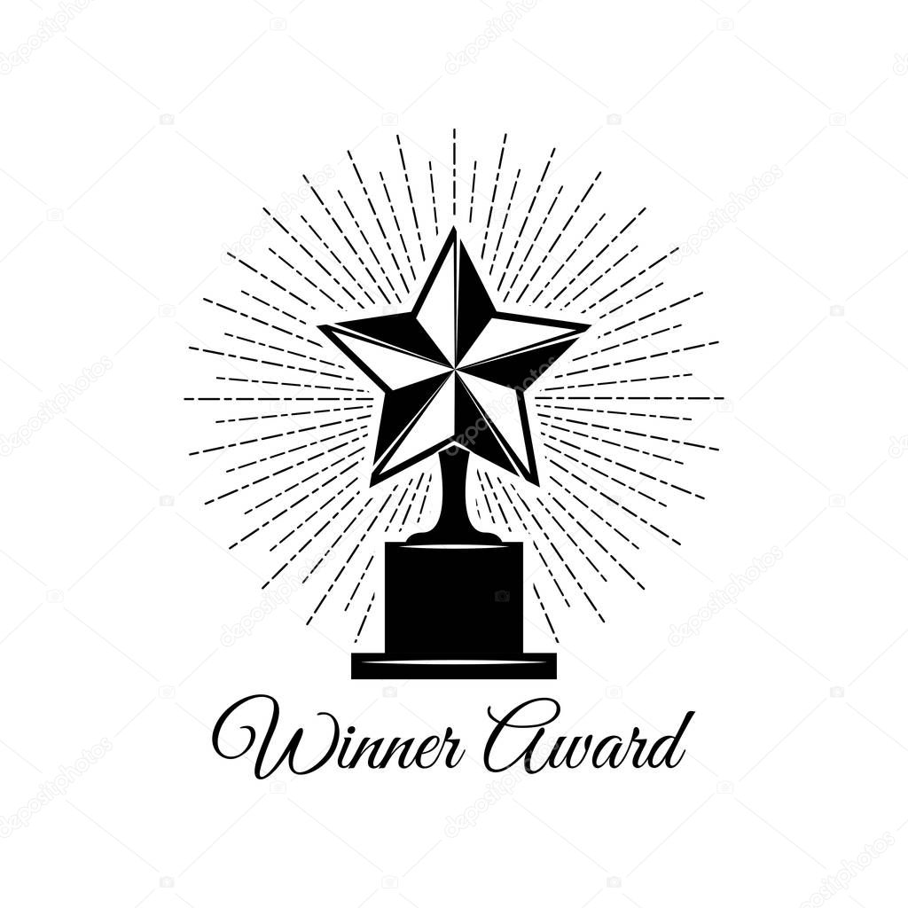 Star award icon in beams. Winner logo. Vector file isolated on white background.