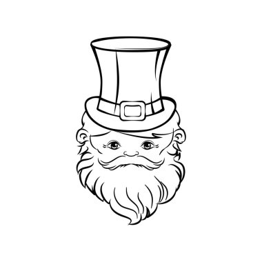 Cüce cin yüz izole beyaz arka plan vektör üzerinde. St Patrick günü