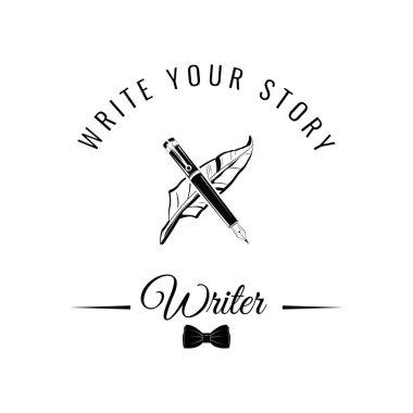 Vintage el kalem yazma tüy kalemle çizilmiş. Vektör illüstrasyon izole