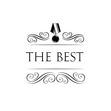 Madalya rozet. Kupa Ödülü etiket. Vektör çizim üzerinde beyaz izole