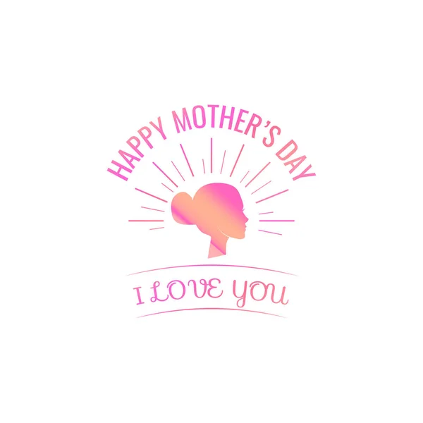 Silhouette head mom. Mothers day card. Vector i — Stock Vector