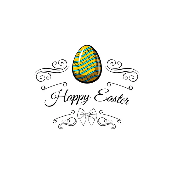 Joyeux Pâques. Œuf avec un ruban papillon. logo. Vecteur . — Image vectorielle