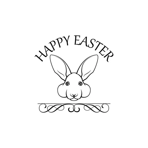 Conejito de Pascua con un titular escrito a mano Feliz Pascua. Ilustración vectorial . — Vector de stock