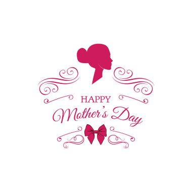 Anne s günü kartı. Bayanlar siluetleri ile şirin vintage çerçeveler. Vektör çizim.