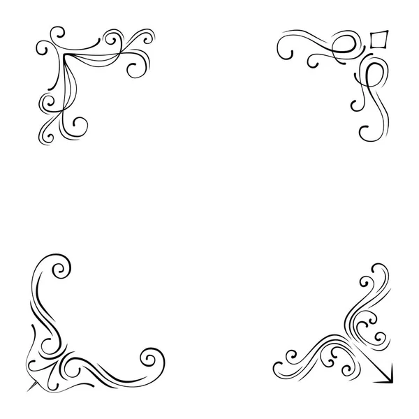 Conjunto de esquinas y bordes de elementos de diseño estilo vintage. Ilustración vectorial . — Vector de stock