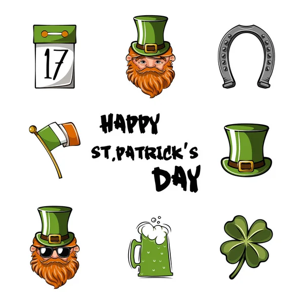 Happy St. Patrick s Day vector illustration icon set.