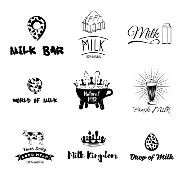 Cow 's milk labels, emblem, ikon dan elemen desain. Susu segar. Vektor . - Stok Vektor