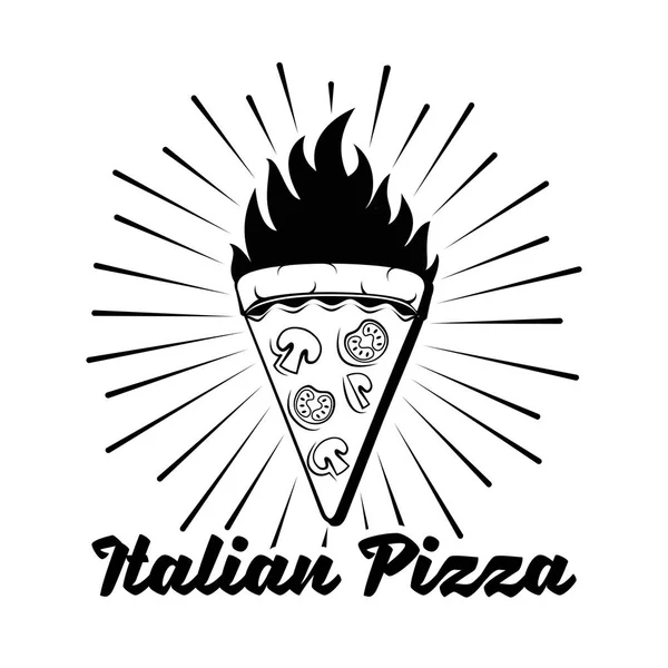 Pizza levering Label. Pizza Slice Italiaans eten. Pizza stuk. Vectorillustratie. — Stockvector