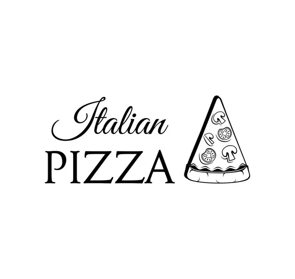 Pizza levering Label. Pizza Slice Italiaans eten. Vectorillustratie — Stockvector