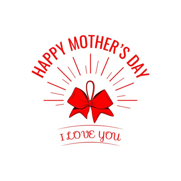 Mother s day card with bow and ribbon. Vector illustration.