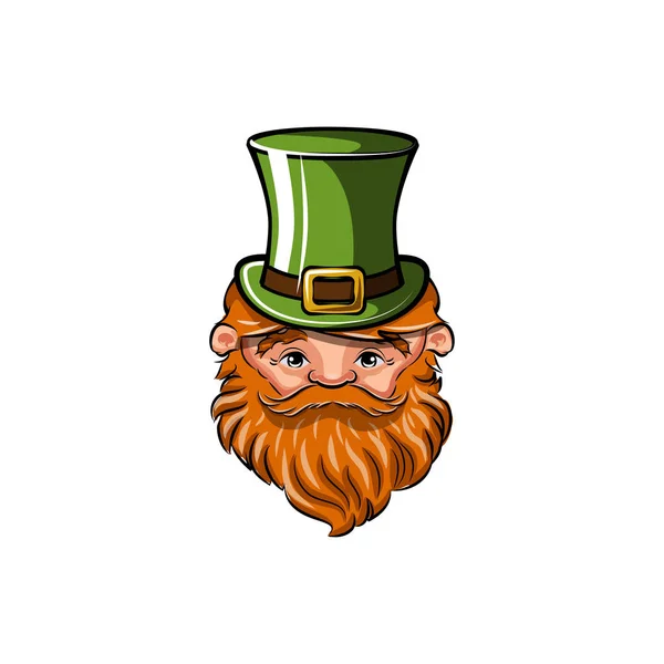 Leprechaun kepala. St.Patrick hari kartu ucapan. Ilustrasi vektor . - Stok Vektor