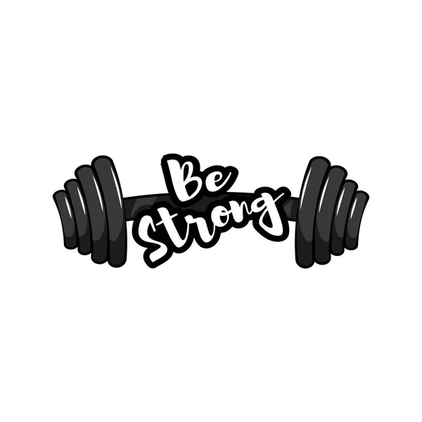 Dumbbell in hand. Stay strong, lettering. Gym, fitness label. Vector illustration — Stock Vector