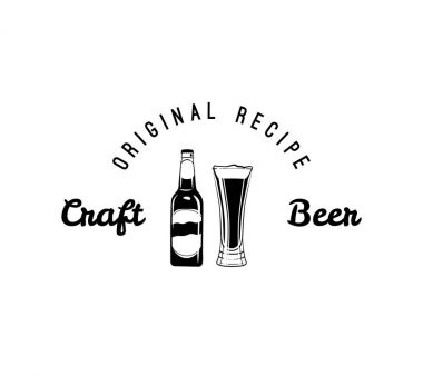 Şişe ve bardak zanaat bira simgesi. Bira ve kafeler, barlar sembolü. Vektör.