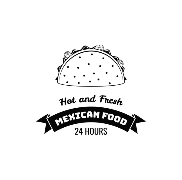 Taco mexické jídlo. Teplé a svěží nápisy. Vektorové ilustrace. — Stockový vektor