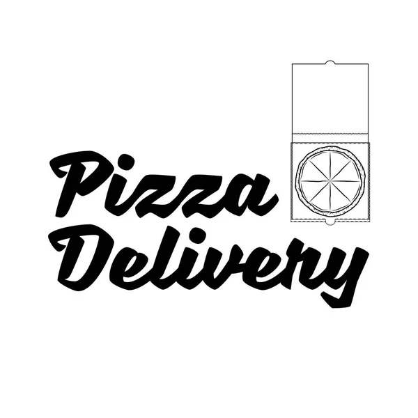 Pizza v poli. Pizza dodání loga. Italské jídlo. Vektorové ilustrace. — Stockový vektor