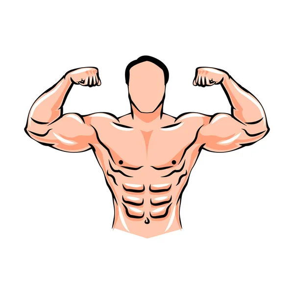 Atleta levantador de pesas masculino. Culturismo. Deportes de fitness publicitarios. Músculos fuertes. Vector . — Vector de stock