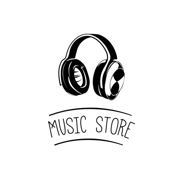 Music Headset Logo Design Template, Element Design (en inglés). Tienda de música. Ilustración vectorial . — Vector de stock