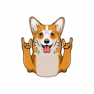 Şirin Galce Corgi boynuzları. Vektör çizim.