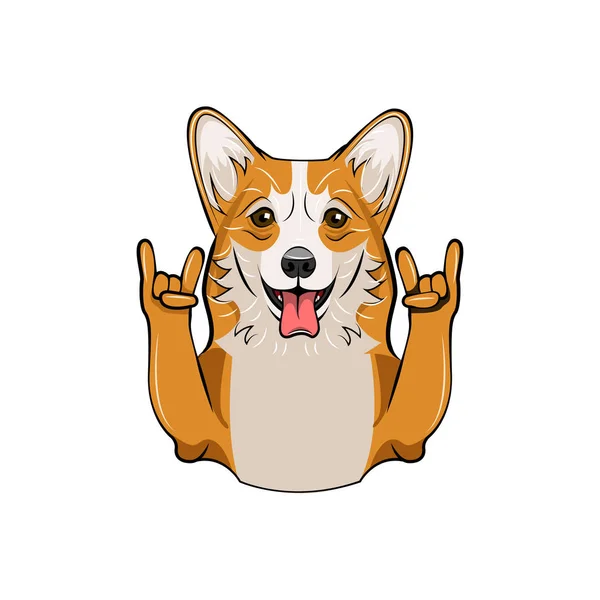 Cute Welsh Corgi with horns. Vector illustration. — Stock Vector