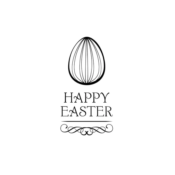 Huevo de Pascua con remolinos, marcos adornados. Tarjeta de felicitación de Pascua. Ilustración vectorial . — Vector de stock