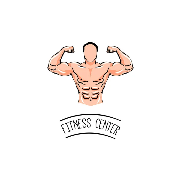 Bodybuilder with a mustache. Man with muscles. Fitness center. Vector Illustration. — Stock Vector