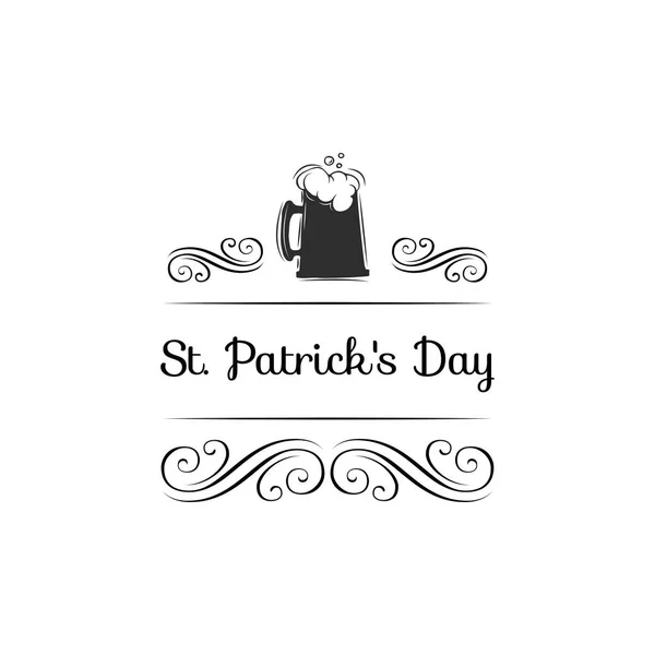 Une bière irlandaise. Saint Patrick s jour. Tourbillons, décorations en filigrane. Illustration vectorielle . — Image vectorielle